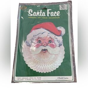 🆕Beistle 1982 vintage new old stock paper Santa Face Hanging Decoration USA made